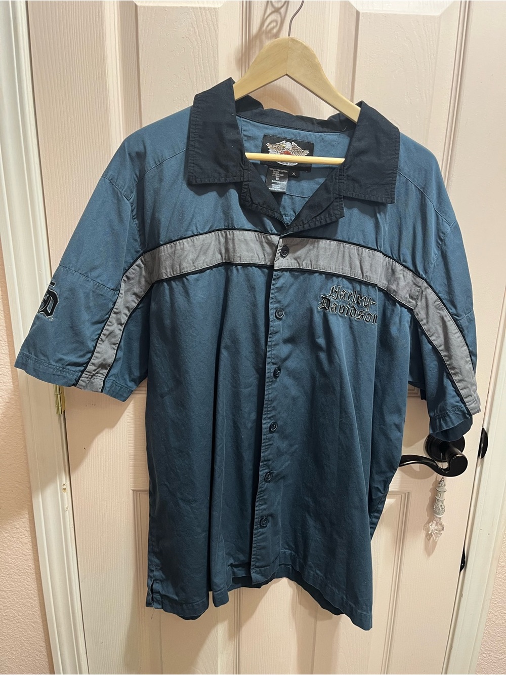 Harley-Davidson Teal Short-Sleeve Shirt with Black Collar